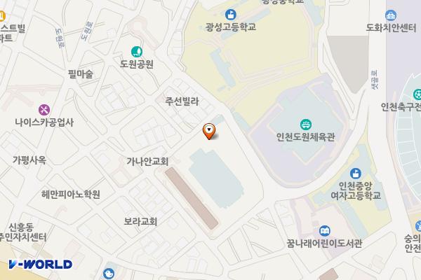 도원수영장 1층 위치 지도 — 인천광역시 제물포구 샛골로41번길 22, 인천광역시도원수영장 (도원동)