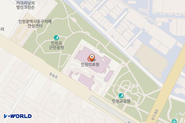 인천광역시의료원 장례식장 위치 지도 — 인천광역시 제물포구 방축로 217, 인천광역시의료원 (송림동)