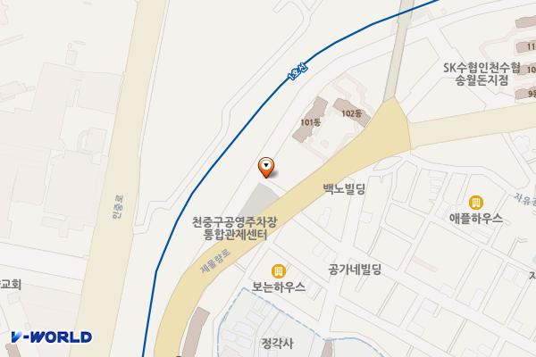 동화마을공영주차장 위치 지도 — 인천광역시 제물포구 제물량로 307-1 (송월동2가)