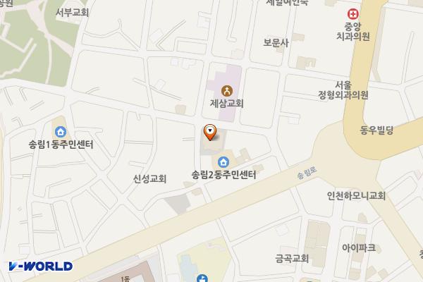 꿈앤뜰 키즈랜드 위치 지도 — 인천광역시 제물포구 솔빛로 82 동구청소년수련관