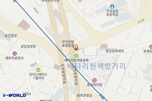 배다리지하상가 위치 지도 — 인천광역시 제물포구 송림로 지하4