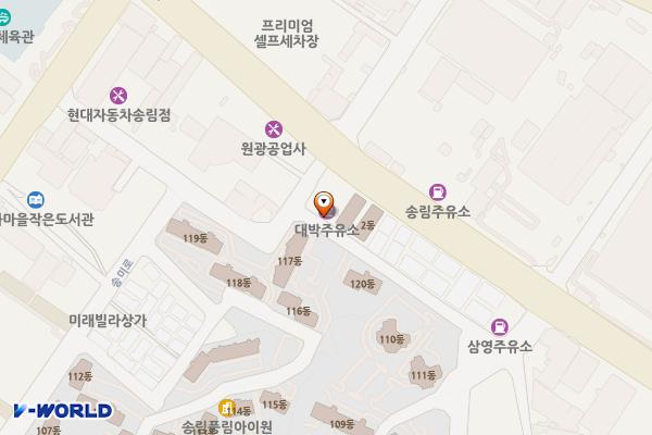대박주유소 위치 지도 — 인천광역시 제물포구 송미로 50, 동구주유소,제일빌딩 (송림동)