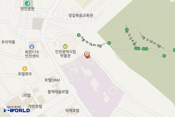 인천상륙작전기념관주차장 위치 지도 — 인천광역시 연수구 옥련동 405-55