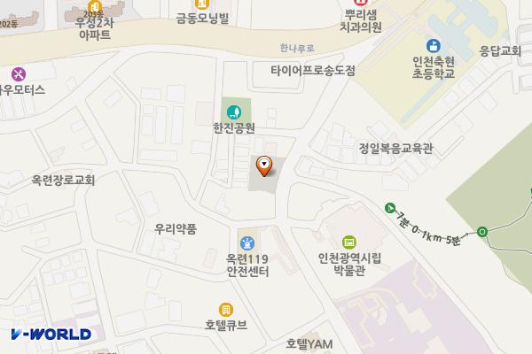 시립박물관주변주차장 위치 지도 — 인천광역시 연수구 옥련동 418-9