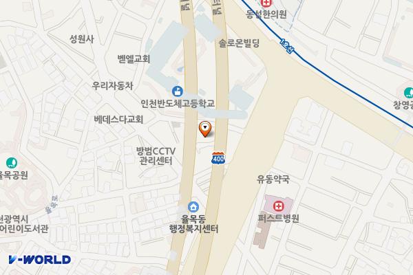 율목동주민자치센터2층(헬스장) 위치 지도 — 인천광역시 제물포구 서해대로497번길 9, 율목동경로당 (유동)