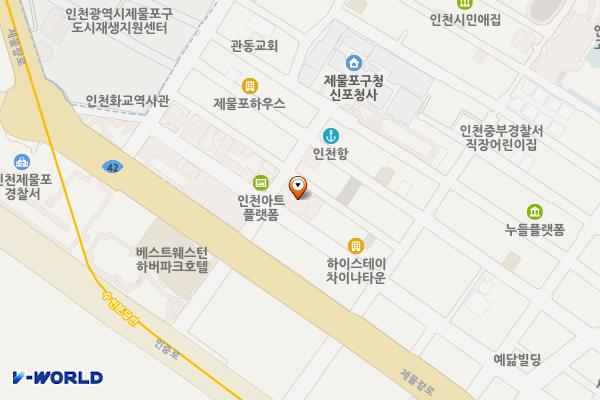 한국근대문학관 위치 지도 — 인천광역시 제물포구 신포로15번길 76, 한국근대문학관 (해안동2가)