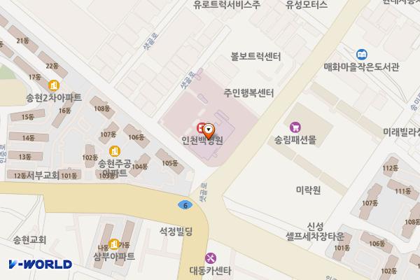 인천백병원 위치 지도 — 인천광역시 제물포구 샛골로 214