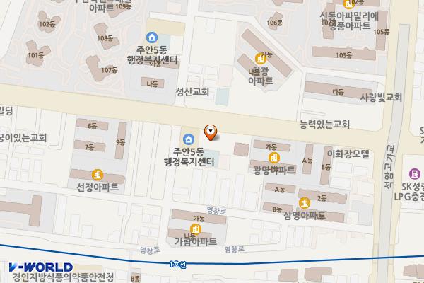 주안노인문화센터 위치 지도 — 인천광역시 미추홀구 석정로 464