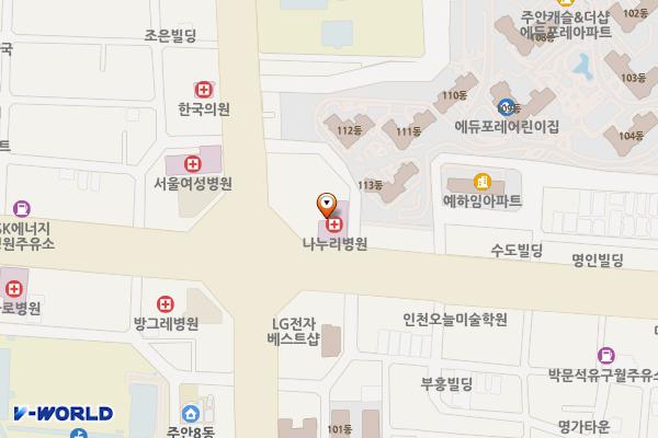 나누리병원 위치 지도 — 인천광역시 미추홀구 인주대로 485