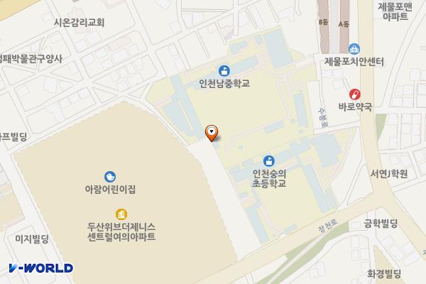 인천남중학교 위치 지도 — 인천광역시 미추홀구 수봉로 16-23