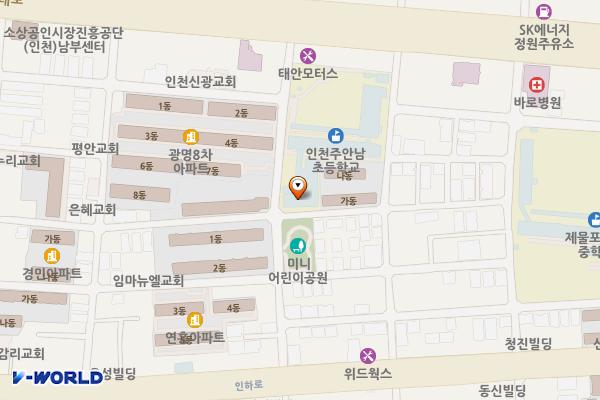 인천주안남초등학교 위치 지도 — 인천광역시 미추홀구 인주대로434번길 11