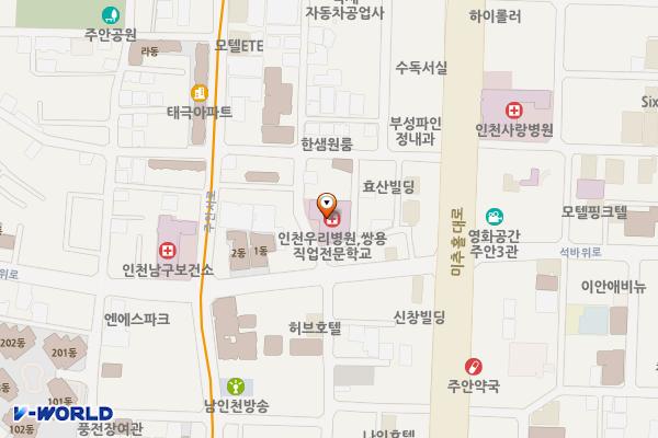 인천우리병원 위치 지도 — 인천광역시 미추홀구 석바위로53번길 8