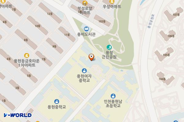 인천용현여자중학교 위치 지도 — 인천광역시 미추홀구 낙섬동로 28