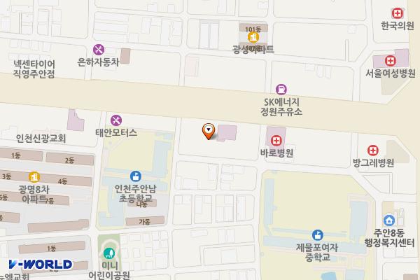 금강요양병원 위치 지도 — 인천광역시 미추홀구 인주대로 452