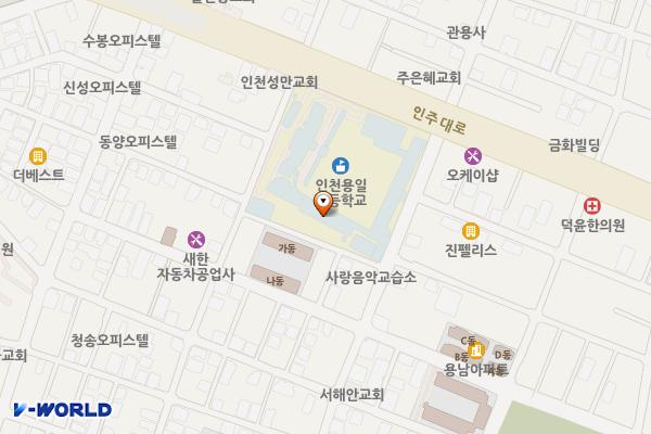 인천용일초등학교 위치 지도 — 인천광역시 미추홀구 인주대로 244