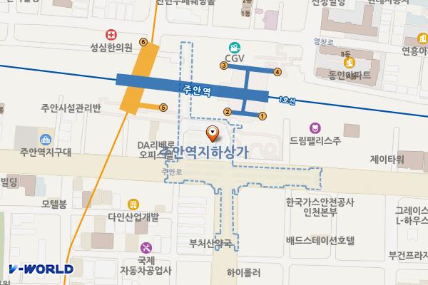 주안역지하상가 위치 지도 — 인천광역시 미추홀구 주안로 지하86(주안동)