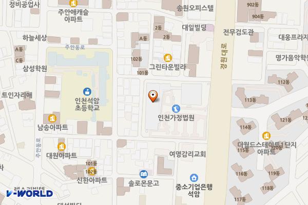 인천가정법원 위치 지도 — 인천광역시 미추홀구 경원대로 881