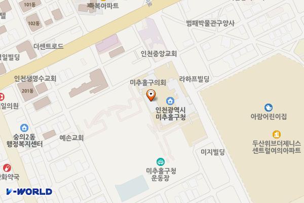 미추홀구청종합민원청사 위치 지도 — 인천광역시 미추홀구 독정이로 95 (숭의동, 미추홀구청)