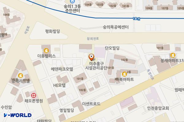 숭의도서관 위치 지도 — 인천광역시 미추홀구 참외전로 304 (숭의동, 숭의어린이도서관)