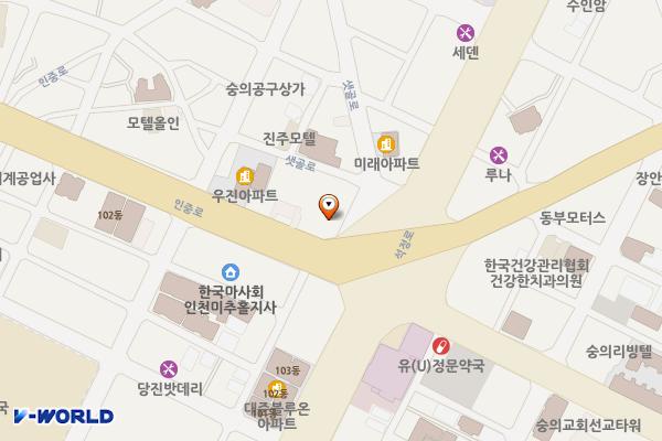 숭의동우체국 위치 지도 — 인천광역시 미추홀구 인중로 4