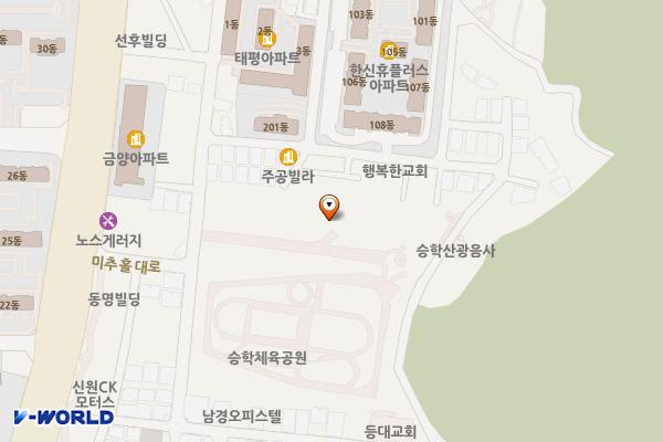 승학체육공원 위치 지도 — 인천광역시 미추홀구 승학길 58 (주안동)