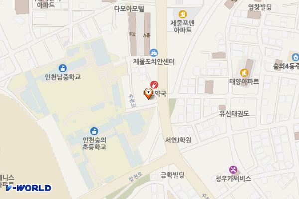 숭의누리도서관 위치 지도 — 인천광역시 미추홀구 수봉로 22-1 (숭의동, 숭의3,4동 새마을금고)
