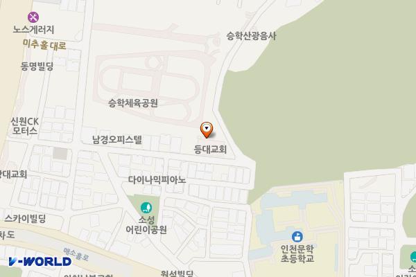등대교회 위치 지도 — 인천광역시 미추홀구 승학길 26번길 39(문학동)