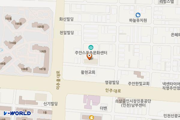 현대프라자 위치 지도 — 인천광역시 미추홀구 미추홀대로 614번길 17