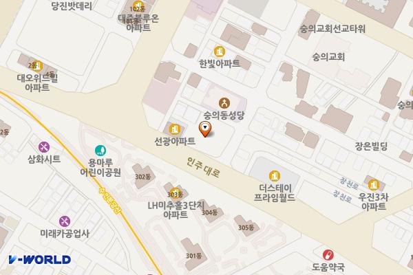 SK에너지(주)남강주유소 위치 지도 — 인천광역시 미추홀구 인주대로 43 (숭의동)