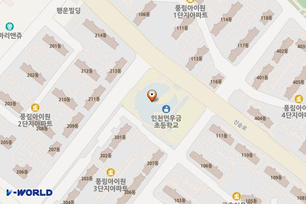 인천먼우금초등학교 위치 지도 — 인천광역시 연수구 해돋이로84번길 33, 인천먼우금초등학교 (송도동)