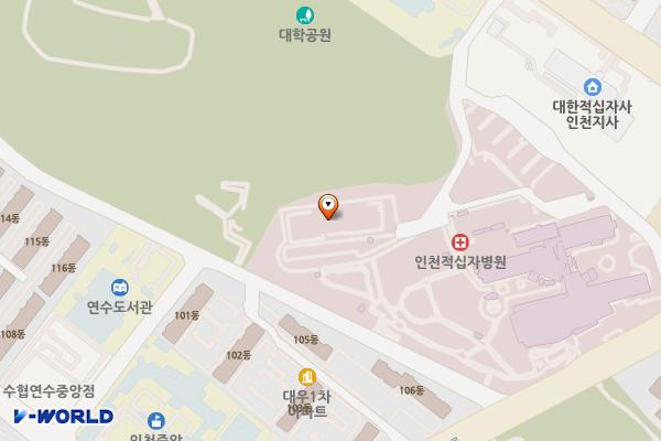 대한적십자사경인의료재활센터 위치 지도 — 인천광역시 연수구 원인재로 263 (연수동)