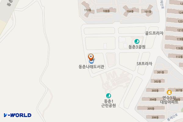 동춘나래도서관 위치 지도 — 인천광역시 연수구 봉재산로54번길 30, 연수구 국제언어체험센터 (동춘동)
