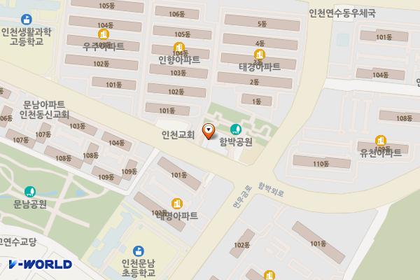 연수1동행정복지센터 위치 지도 — 인천광역시 연수구 함박뫼로 127 (연수동, 연수1동 행정복지센터(신축 주민센터))