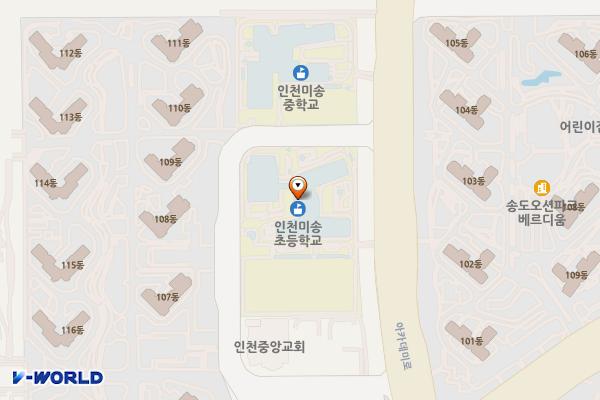 인천미송초등학교 위치 지도 — 인천광역시 연수구 아카데미로 667, 인천미송초등학교 (송도동)