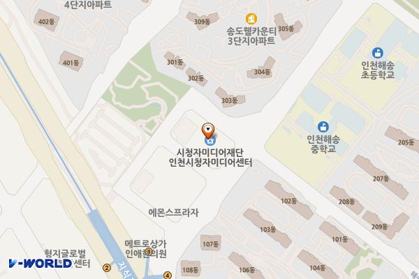 송도건강생활지원센터 위치 지도 — 인천광역시 연수구 인천타워대로54번길 19, 송도건강생활지원센터 (송도동)