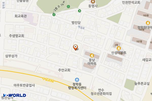 청학노인복지관 위치 지도 — 인천광역시 연수구 청학로12번길 53 (청학노인문화센터)