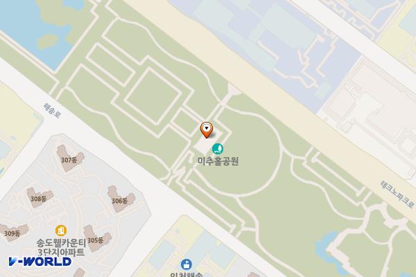 미추홀공원(다례원 옆) 위치 지도 — 인천광역시 연수구 해송로 59, 갯벌문화관 (송도동)