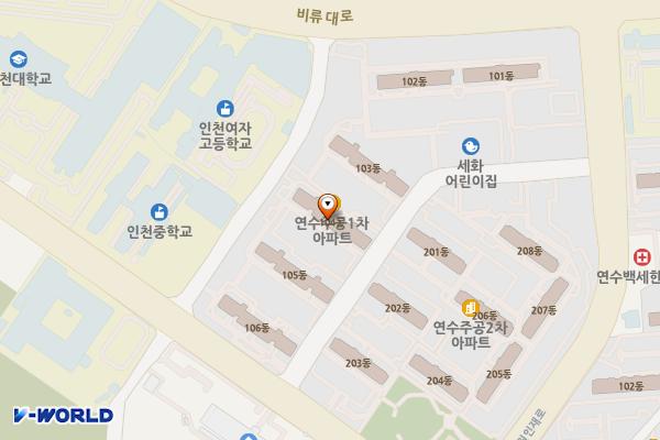세화종합사회복지관 위치 지도 — 인천광역시 연수구 원인재로 315 (연수동, 주공아파트)