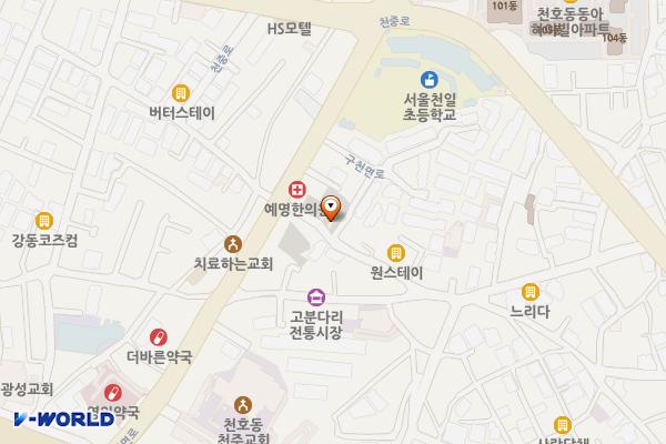 고분다리전통시장 공영주차장 위치 지도 — 서울특별시 강동구 구천면로 258-6