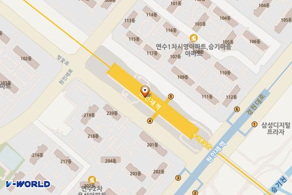 원인재역(수인선) 위치 지도 — 인천광역시 연수구 벚꽃로 195 (연수동, 원인재역(수인선))