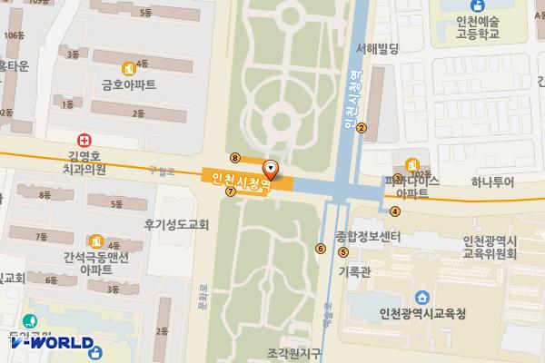 인천시청역(인천2호선) 위치 지도 — 인천광역시 남동구 구월로 지하99