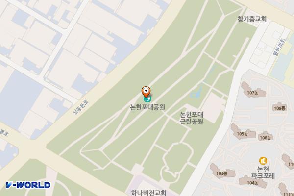 논현포대근린공원(축구장) 위치 지도 — 인천광역시 남동구 은봉로165번길 23