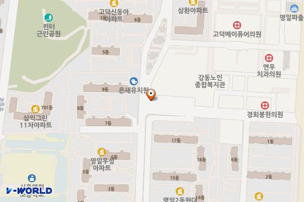 주양쇼핑앞 노상공영주차장 위치 지도 — 서울특별시 강동구 동남로71길 56