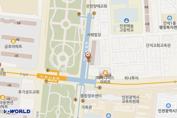 인천시청역(인천1호선) 위치 지도 — 인천광역시 남동구 예술로 지하264