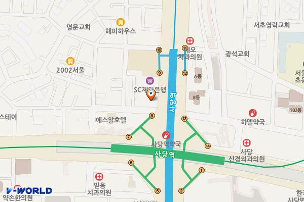 사당1호 공영주차장 위치 지도 — 서울특별시 동작구 사당동 1042-22