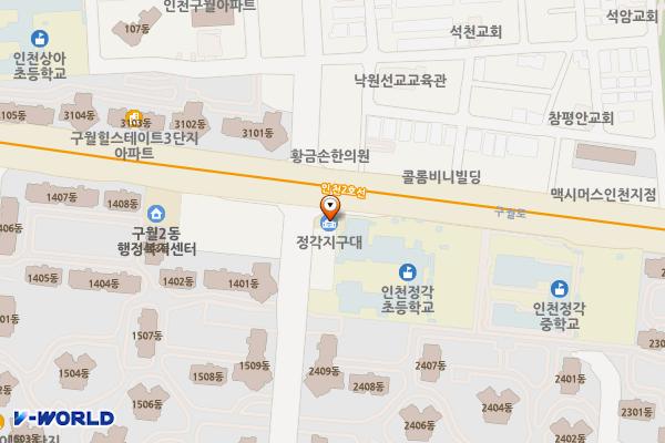정각지구대 위치 지도 — 인천광역시 남동구 용천로 74, 정각지구대 (구월동)