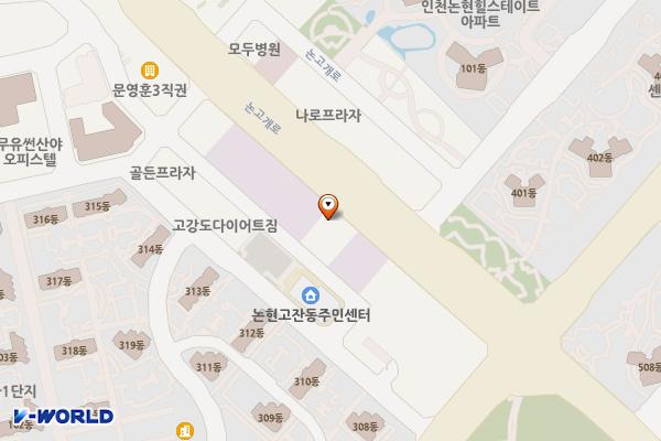 라움타워 위치 지도 — 인천광역시 남동구 논고개로 73