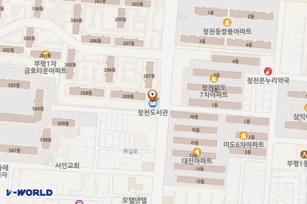 청천도서관 위치 지도 — 인천광역시 부평구 원길로 23