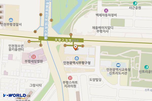 부평구의회(부평구청내) 위치 지도 — 인천광역시 부평구 부평대로168(부평동)