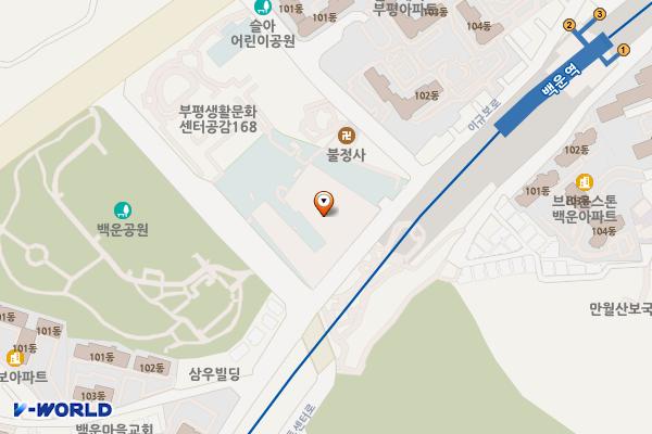 부평아트센터 달누리극장 위치 지도 — 인천광역시 부평구 아트센터로 166